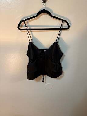 Topshop Black Strappy Ruffle Satin Cami Top